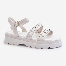 Ženske ukrašene sandale od eko kože Bijela Arcida 2
