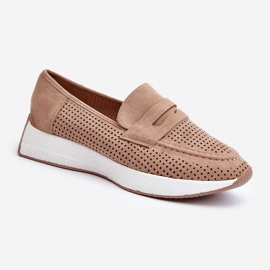 Ženske eko brušene bež mokasine s platformom Inesqua 1