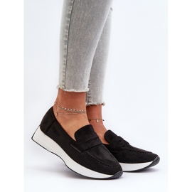 Ženske mokasine na platformu Eco Suede Black Inesqua crna 2