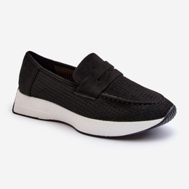 Ženske mokasine na platformu Eco Suede Black Inesqua crna 1