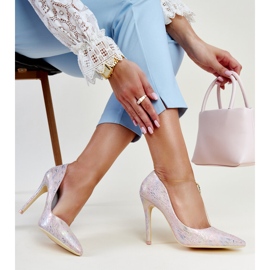 Ružičaste metalik cipele s umetkom od kože Serranillos ružičasta 1