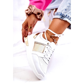 S.Barski Ženske kožne sportske cipele na klin bijeli Larson bijela 5