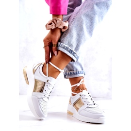 S.Barski Ženske kožne sportske cipele na klin bijeli Larson bijela 2