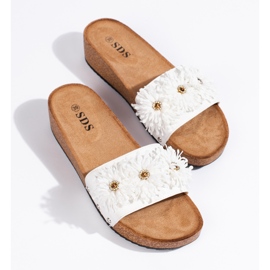 Ženske antilop papuče sa cvjetićima, bijele bijela 1