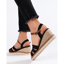 Crne ženske sandale na wedges crno 2