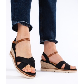 Ženske crne sandale na klin crna 2