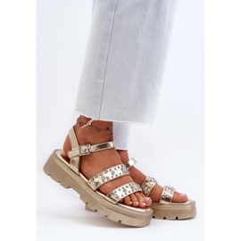 Ženske ukrašene sandale od eko kože zlatne boje Arcida zlatni 2