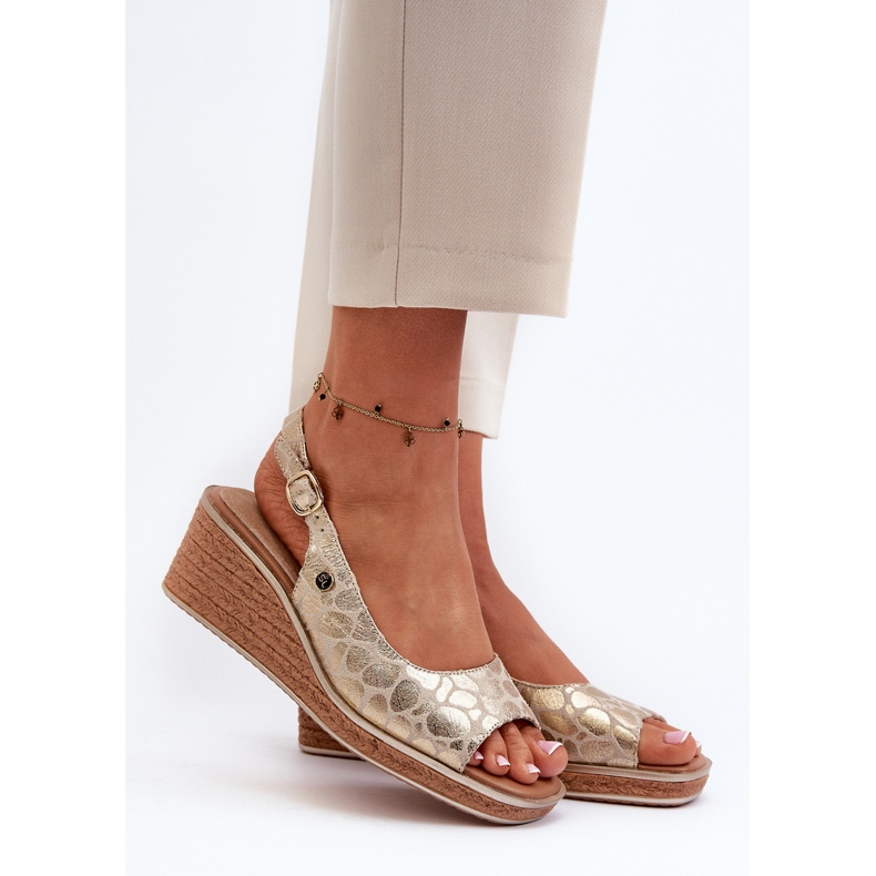 Ženske Sergio Leone SK301 zlatne sandale na klin zlatni 2