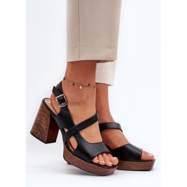 Ženske sandale na visoku petu Sergio Leone SK577 crne crna 2