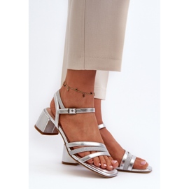 Ženske sandale na nisku petu od eko kože Sergio Leone SK046 srebro 2