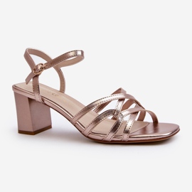 Ženske sandale na visoku petu Sergio Leone SK065 zlatne zlatni 2