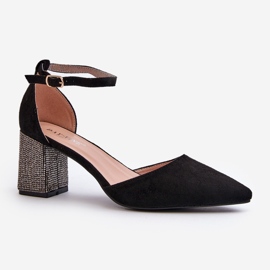 Cipele od eko antilop kože na ukrašenu petu, crne Anlitele crna 1