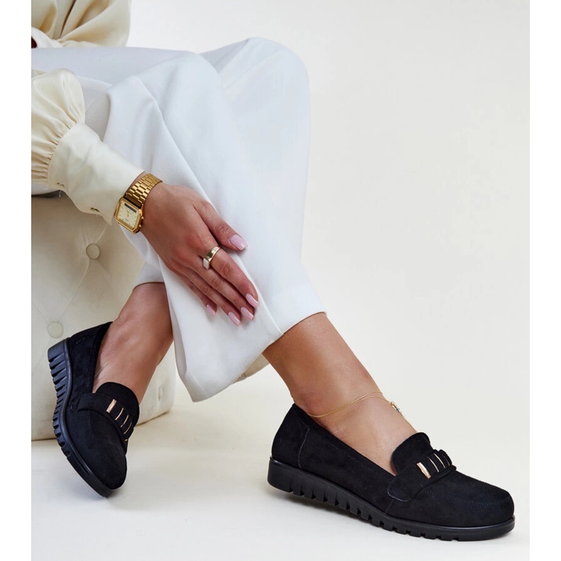 Crne mokasine s ukrasnom prugom marke Marlisa crno 1