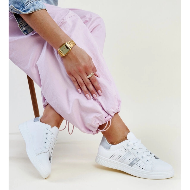 Bijelo srebrne eko kožne tenisice marke Berdine bijela 1