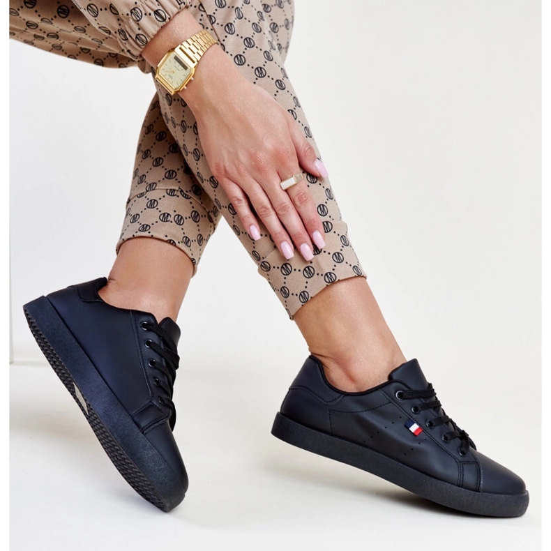 Crne Gioya tenisice od eko kože crno 1