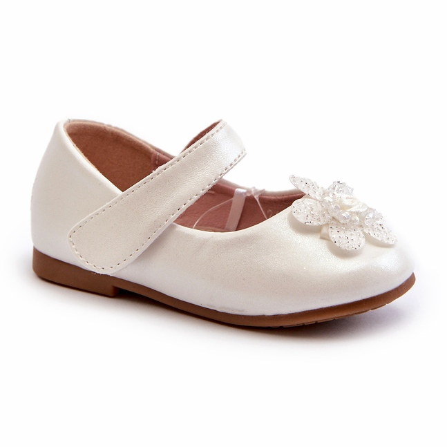 Miss Dječje balerinke s čičak kopčanjem i ukrasom, bijele boje bijela 1