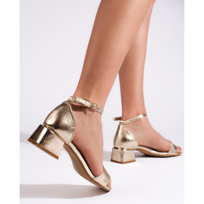 Goodin Ženske zlatne sandale na visoku petu zlatna 2