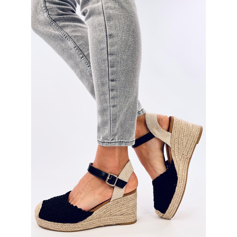 Morelli Crne sandale s espadrilama na klin crno 2