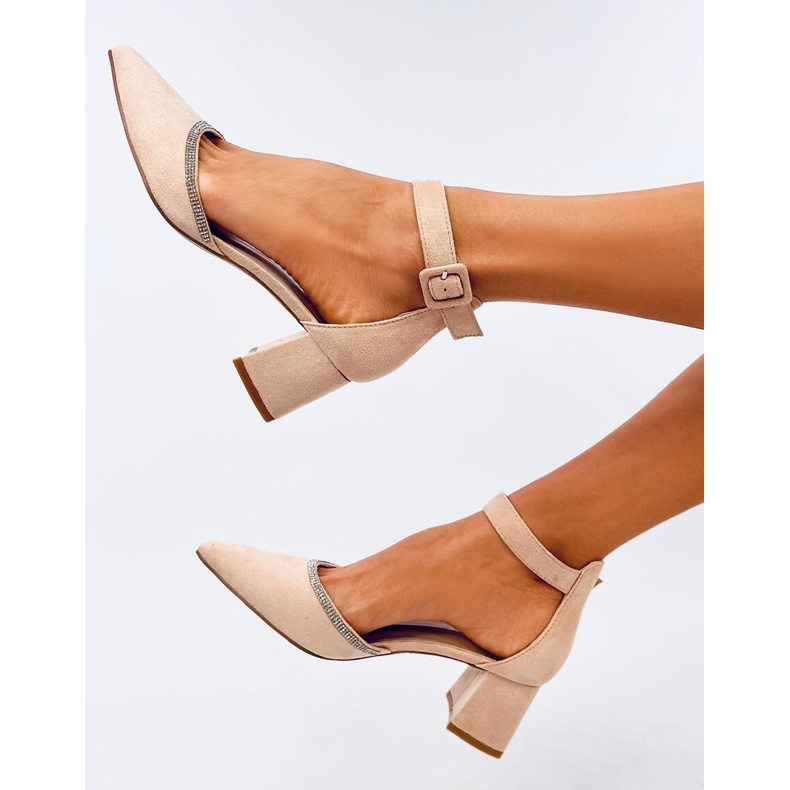 Bardini gole cipele s visokom petom s remenom za gležnjeve bež 1