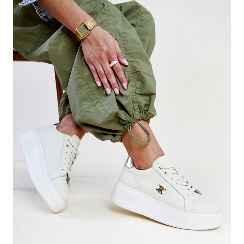 Svijetlo bež kožne tenisice s visokim potplatom, Melita 1