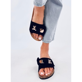 Loups Crne plutene papuče s medvjedićem crno 1