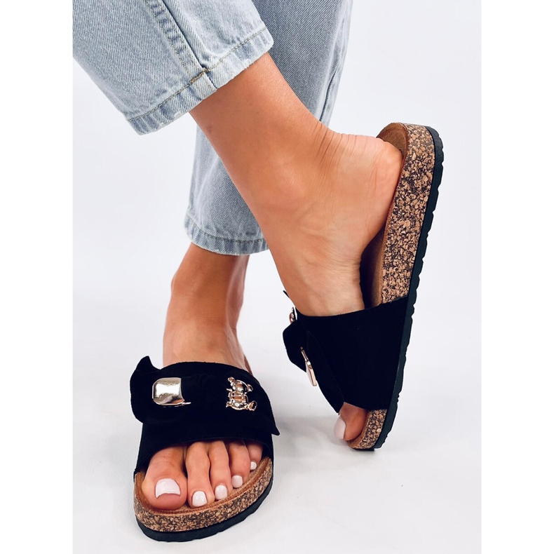 Loups Crne plutene papuče s medvjedićem crna 2