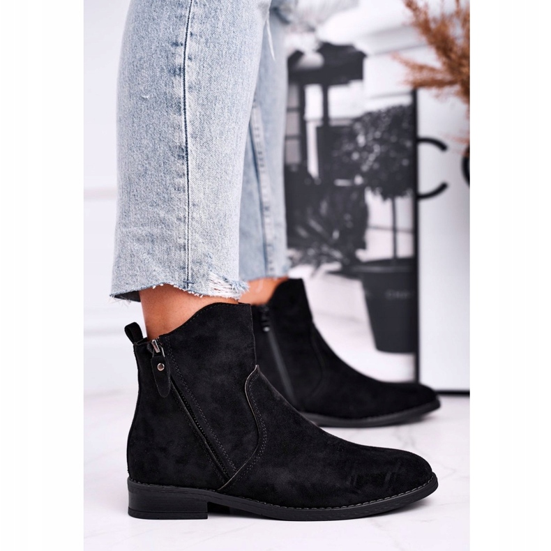 Evento Ženske kaubojske čizme na ravnu petu crne Plemmi crna 3