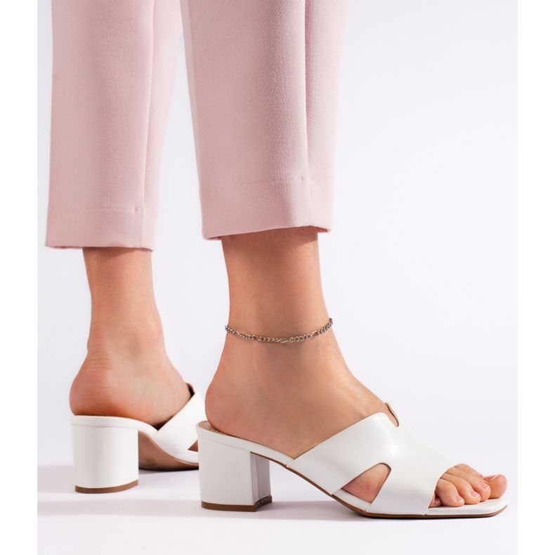 Bijele ženske japanke na visoku petu bijela 2