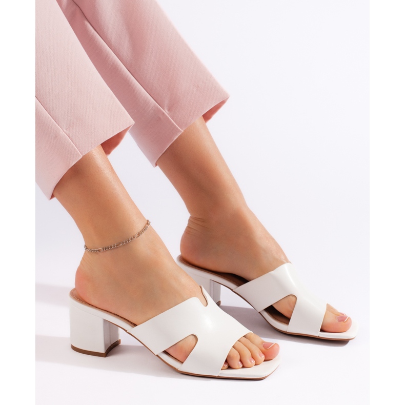 Bijele ženske japanke na visoku petu bijela 1