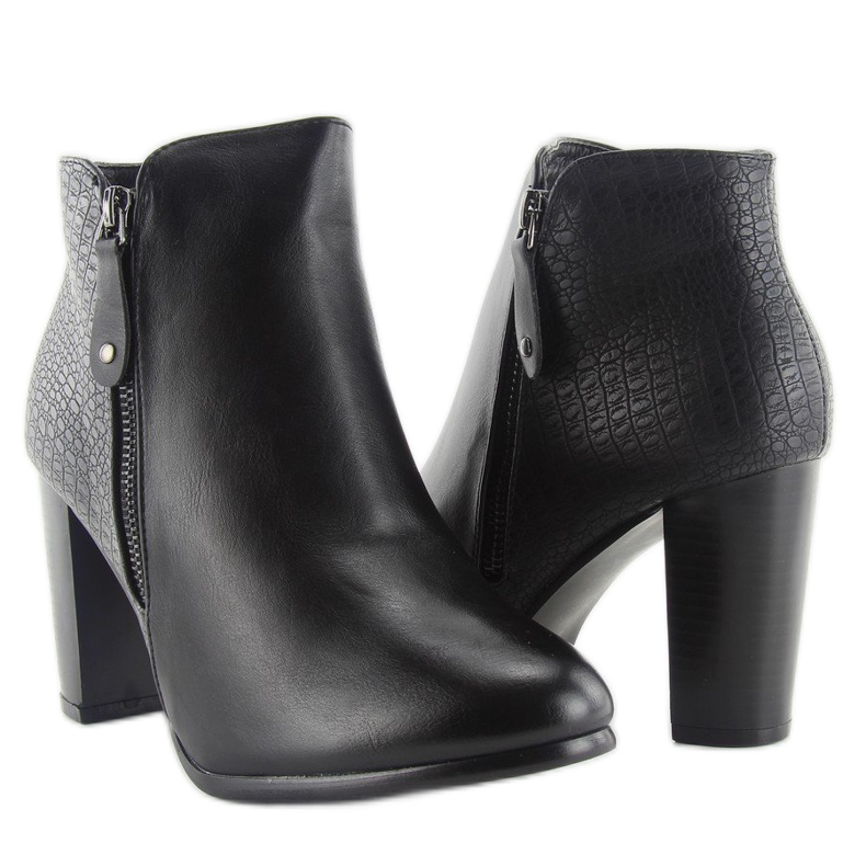 Čizme s visokom petom f815 crne crno 2