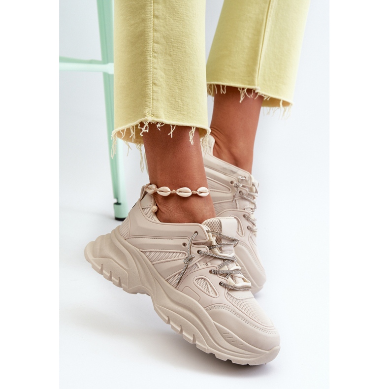 Ženske tenisice na masivnom potplatu s ukrasnim vezicama Bež Relissa 1