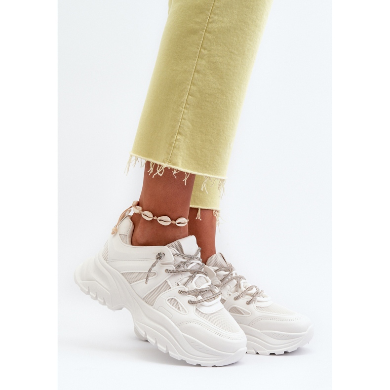 Ženske tenisice na masivnom potplatu s ukrasnim vezicama Bijela Relissa 2