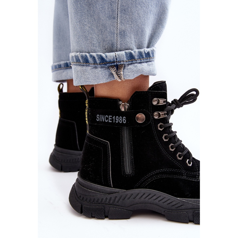 PS1 Ženske trapper gležnjače Jailina s izolacijom od brušene kože crno 1