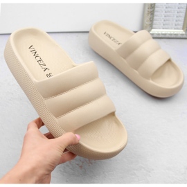 Ženske prošivene papuče s platformom, bež Vinceza 75204 1