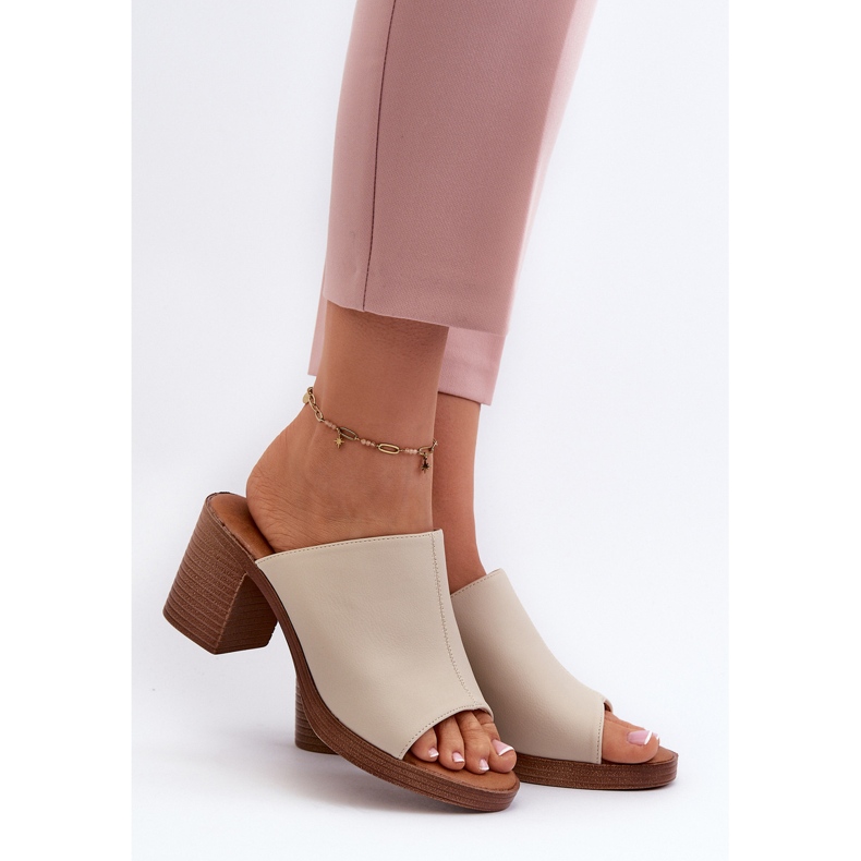 Elegantne, lagane ženske papuče na visoku petu, bež Varnila smeđa 2