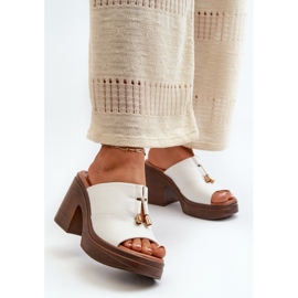 Vinceza Ženske japanke od eko kože s platformom i blokom, bijela Dafira 1