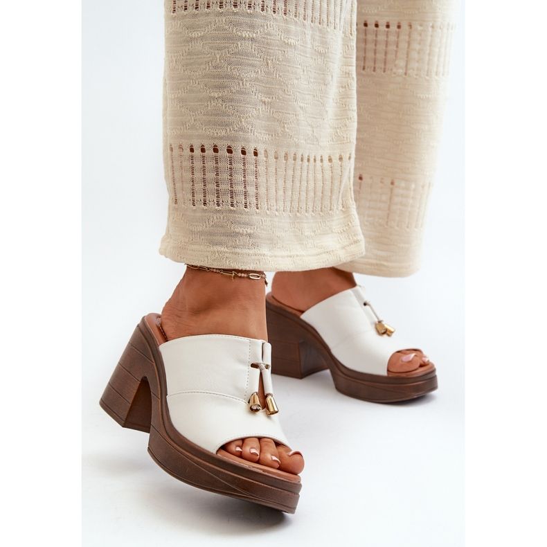 Vinceza Ženske japanke od eko kože s platformom i blokom, bijela Dafira 1