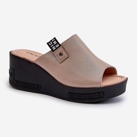 Vinceza Ženske japanke na wedge Golden Vleni zlatni 1