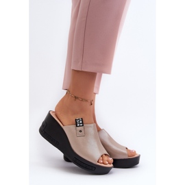 Vinceza Ženske japanke na wedge Golden Vleni zlatni 2