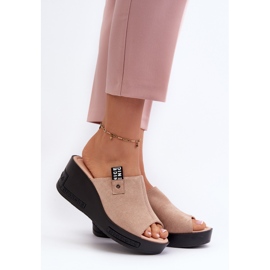 Vinceza Bež Vleni ženske japanke na wedge 2