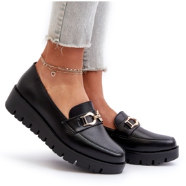 Evento Ženske mokasine na platformu s ukrasom, crne crna 4