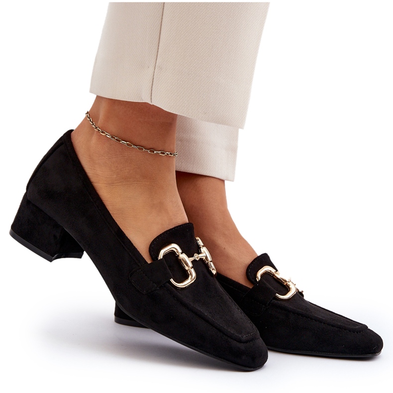 Bellucci Blok salonke na nisku petu s ukrasom, crne crna 4