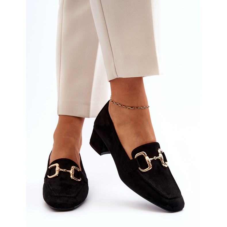 Bellucci Blok salonke na nisku petu s ukrasom, crne crno 3