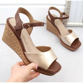 Ženske zlatne sandale na klin Sergio Leone SK229 zlatna 1