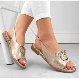Udobne ženske sandale sa zlatnim ukrasom S.Barski 053 zlatna 1