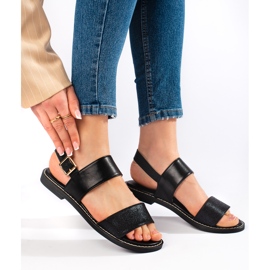 Crne ženske ravne sandale crno 1