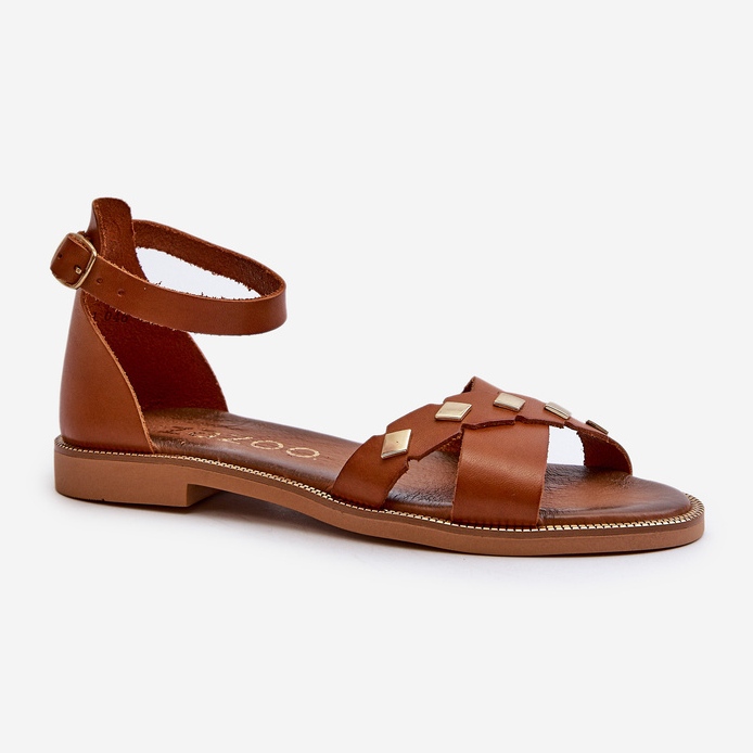 Zazoo 40378 Ženske ravne kožne sandale, smeđe smeđa 2