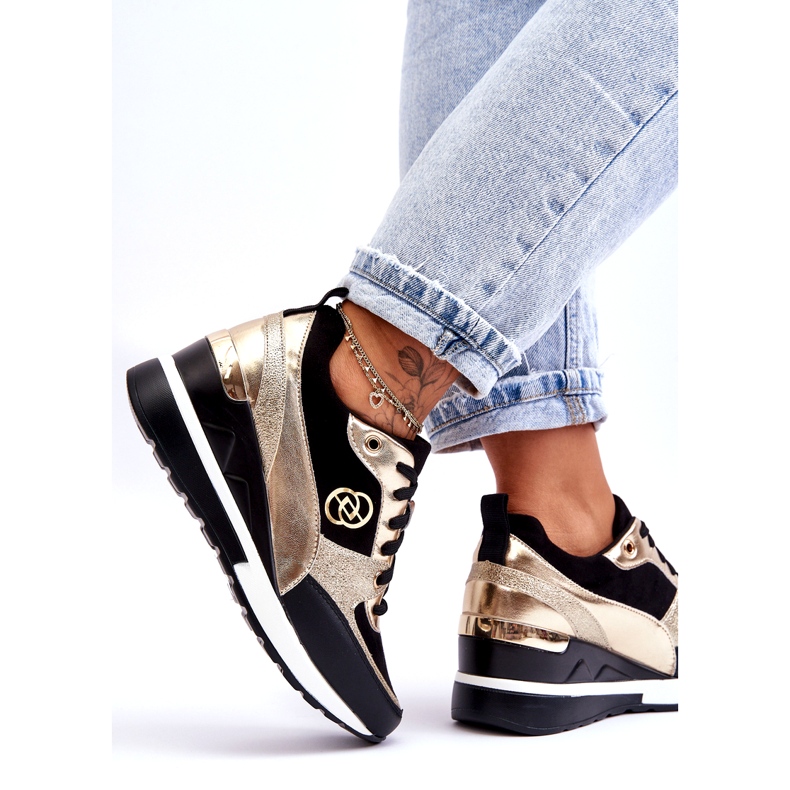 Evento Ženske tenisice na tanak crne i zlatne boje Genova crna 3