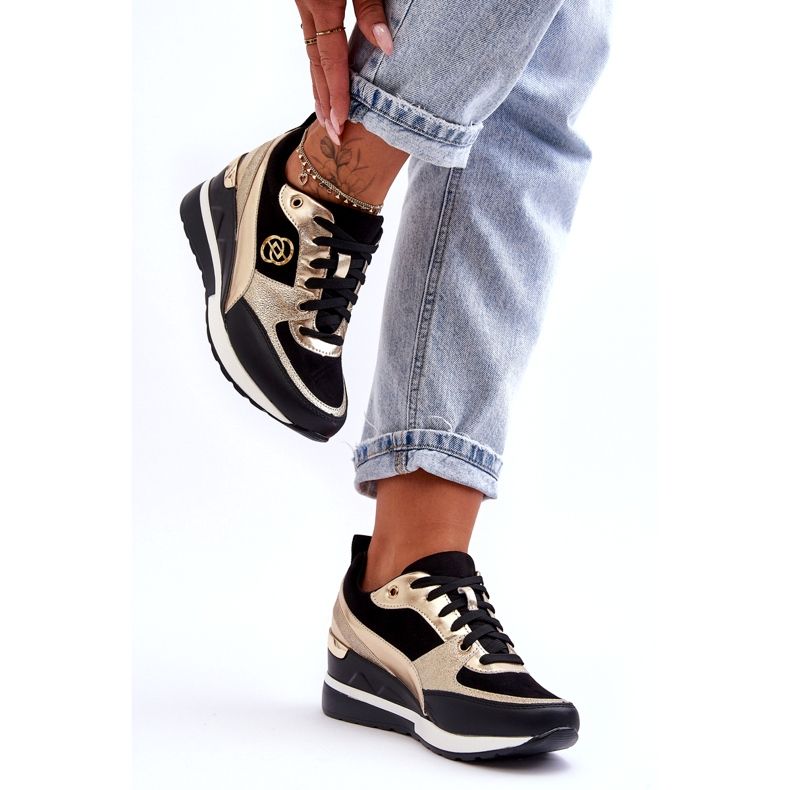 Evento Ženske tenisice na tanak crne i zlatne boje Genova crna 1