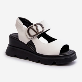 Vinceza Ženske sandale na tanku i platformu od eko kože, bijela triaola 1